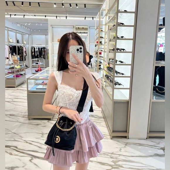 NEW!!! Versace Deep Fuschia Nylon and Black Leather Drawstring Bucket Bag - Picture 15 of 15